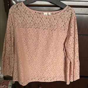Gap like New SZ LG Pink Lace Blouse with Relaxed Fit